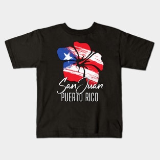 San Juan Puerto Rico Puerto Rican Pride Flag Amapola Kids T-Shirt